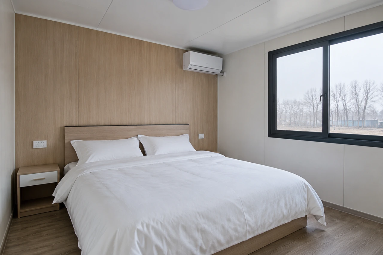 Bedroom inside a container house